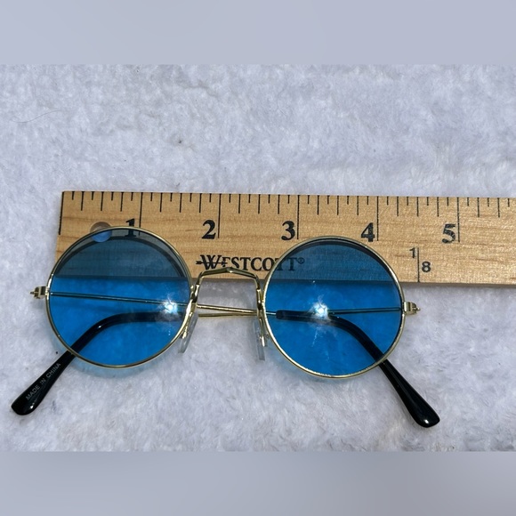 Blue Round Boho Hippie Sunglasses - Picture 9 of 10